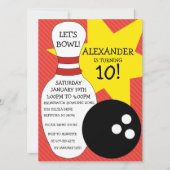 Cherry Red Bowling Bash Bowling Birthday Party Kaart (Voorkant)
