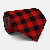 Cherry Red Buffalo Plaid Stropdas (Opgerold)