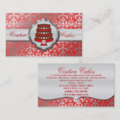 Cherry Red Cake Couture Glitzy Damask Cake Bakery Visitekaartje (Voorkant / Achterkant)