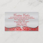 Cherry Red Cake Couture Glitzy Damask Cake Bakery Visitekaartje (Achterkant)