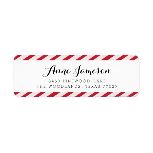 Cherry Red Carnival Stripes Adresetiketten Etiket (Voorkant)