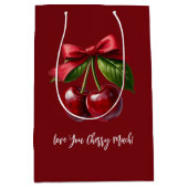 Cherry Red-Cherries met een boog Medium Cadeauzakje (Voorkant)