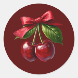 Cherry Red-Cherries met een boog Ronde Sticker