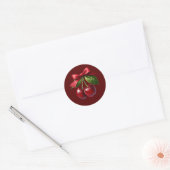 Cherry Red-Cherries met een boog Ronde Sticker (Envelop)