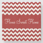Cherry Red Chevron Stripes Stenen Onderzetter (Voorkant)