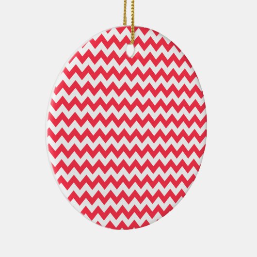 Cherry Red Chevron Zigzag Keramisch Ornament (Rechts)