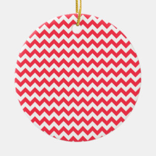 Cherry Red Chevron Zigzag Keramisch Ornament