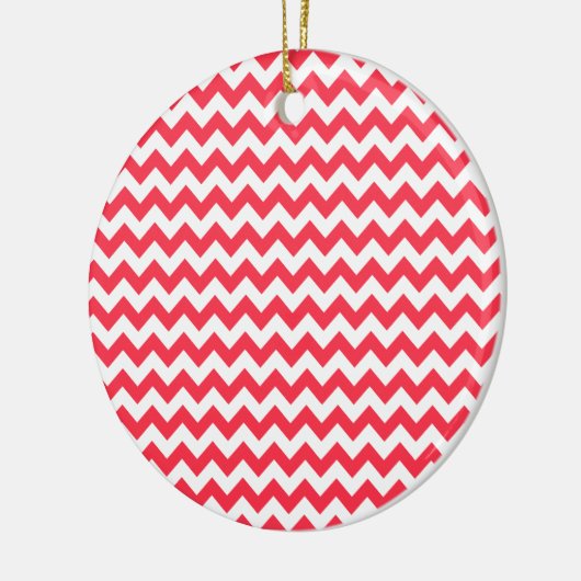 Cherry Red Chevron Zigzag Keramisch Ornament (Links)