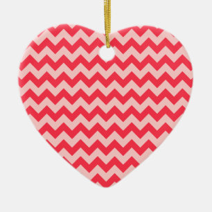 Cherry Red Chevron Zigzag Keramisch Ornament