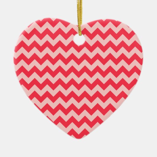 Cherry Red Chevron Zigzag Keramisch Ornament (Voorkant)
