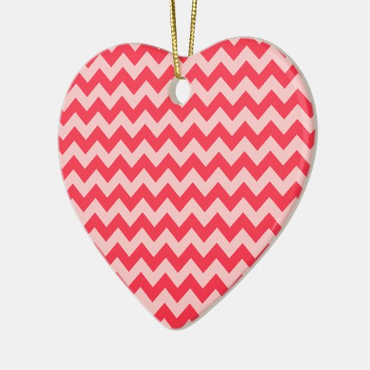 Cherry Red Chevron Zigzag Keramisch Ornament (Links)