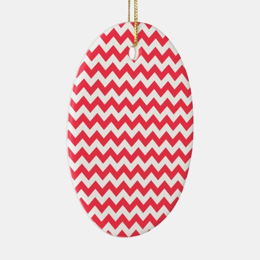 Cherry Red Chevron Zigzag Keramisch Ornament (Rechts)