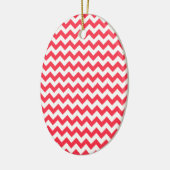 Cherry Red Chevron Zigzag Keramisch Ornament (Links)