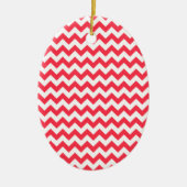 Cherry Red Chevron Zigzag Keramisch Ornament (Voorkant)