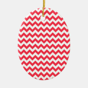 Cherry Red Chevron Zigzag Keramisch Ornament
