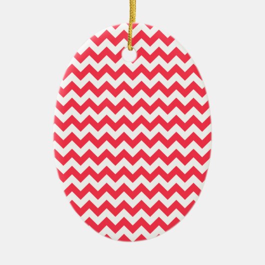 Cherry Red Chevron Zigzag Keramisch Ornament (Voorkant)