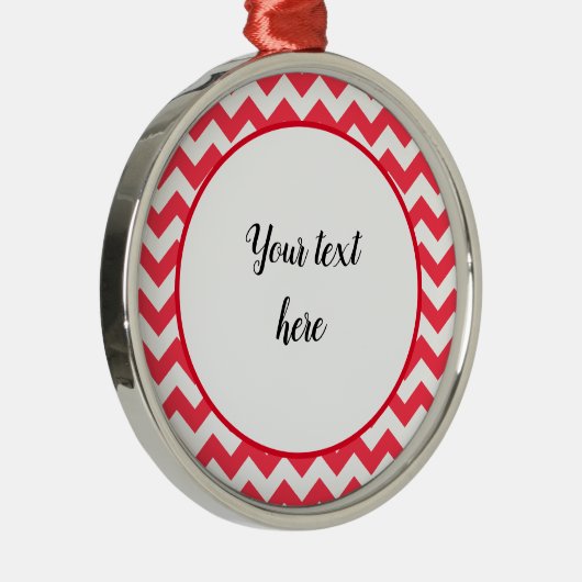 Cherry Red Chevron Zigzag Metalen Ornament (Rechts)