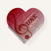 Cherry Red Clef Love Songs Muziek Notitieboek (Voorkant)