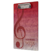 Cherry Red Clef Muziekblad gepersonaliseerd Klembord (Links)