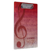 Cherry Red Clef Muziekblad gepersonaliseerd Klembord (Rechts)
