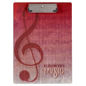 Cherry Red Clef Muziekblad gepersonaliseerd Klembord (Voorkant)