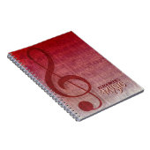 Cherry Red Clef Muziekblad gepersonaliseerd Notitieboek (Rechterzijde)