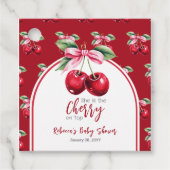 Cherry Red Coquette Bow Girl Baby shower Bedankjes Labels (Voorkant)