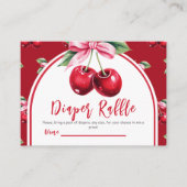 Cherry Red Coquette Bow Girl Baby shower Luier Informatiekaartje (Voorkant)