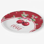 Cherry Red Coquette Bow Girl Baby shower Papieren Bordje (Gekanteld)