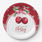 Cherry Red Coquette Bow Girl Baby shower Papieren Bordje (Voorkant)