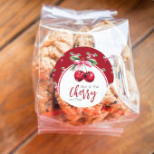 Cherry Red Coquette Bow Girl Baby shower Ronde Sticker