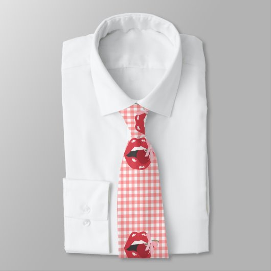 Cherry Red Coquette Hot Lips Stropdas (Gebonden)