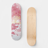 Cherry Red Crimson Gold Sunset Zon en Zee Persoonlijk Skateboard (Voorkant)
