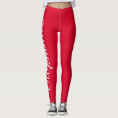 Cherry Red Custom Mode/Yoga Leggings met naam (Voorkant)