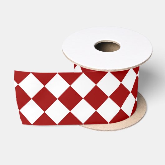 Cherry Red Diamond Pattern Satijnen Lint (Spoel)