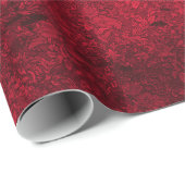 Cherry Red Distressed Gothic Damask Wrapping Paper Cadeaupapier (Rol Hoek)