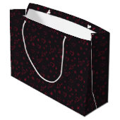 Cherry Red Doodle Flowers en Hearts Patterned Groot Cadeauzakje (Achterkant Gekanteld)