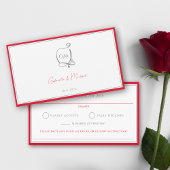 Cherry Red Eenvoudig Elegant Monogram RSVP Bruilof Informatiekaartje