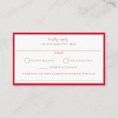 Cherry Red Eenvoudig Elegant Monogram RSVP Bruilof Informatiekaartje (Achterkant)
