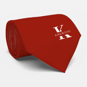 Cherry Red Elegant Monogram + naam   tweeslachtig Stropdas
