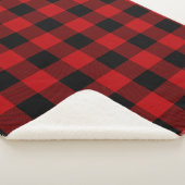 Cherry Red en Black Buffalo Plaid Sherpa Deken (3/4)