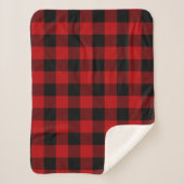 Cherry Red en Black Buffalo Plaid Sherpa Deken (Voorkant)