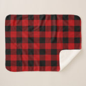 Cherry Red en Black Buffalo Plaid Sherpa Deken (Voorkant (horizontaal))