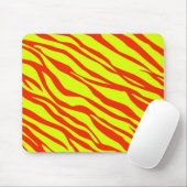 Cherry Red en Neon Yellow Zebra striped Muismat (Met muis)