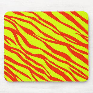 Cherry Red en Neon Yellow Zebra striped Muismat