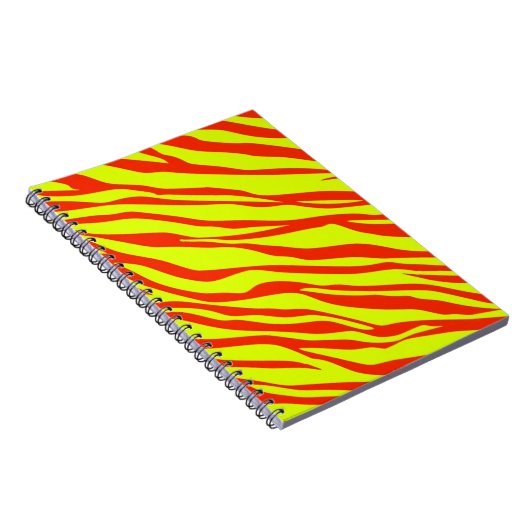 Cherry Red en Neon Yellow Zebra Striped Notitieboek (Rechterzijde)