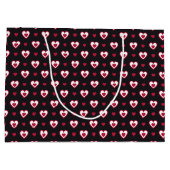 Cherry Red en White Double Hearts Pattered Groot Cadeauzakje (Achterkant)