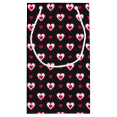 Cherry Red en White Double Hearts Pattern Gift Bag Klein Cadeauzakje (Achterkant)