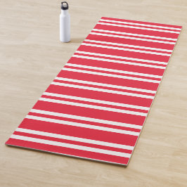 Cherry Red en White Striped Yogamat