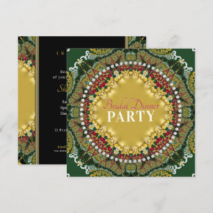 Cherry Red Fractal Lace Satin Dinner Party Kaart